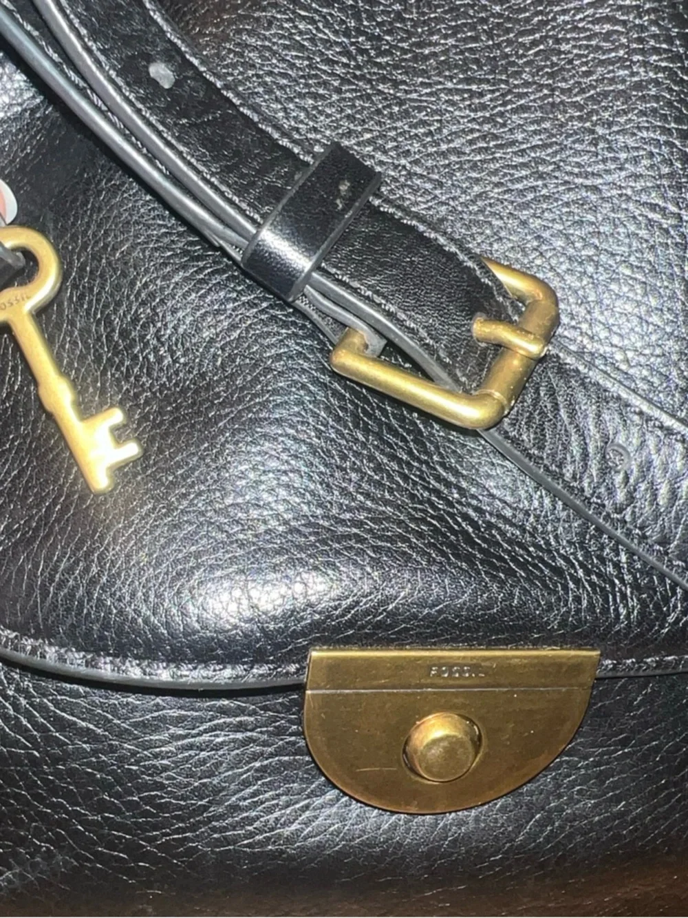 Fossil Black Leather Crossbody Bag with Gold Hardware - Picture 6 of 11